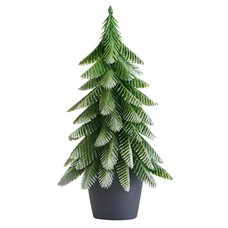LEAN Árvore de Natal artificial decorativa em vaso, prateada, 32 x 12 cm