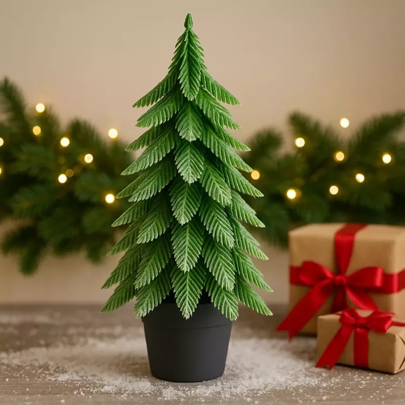 LEAN Árvore de Natal artificial decorativa em vaso, prateada, 32 x 12 cm
