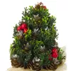 LEAN Pinha de árvore de Natal decorativa artificial com bagas vermelhas, decoração, 17x10cm