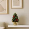 LEAN Pinha de árvore de Natal decorativa artificial com bagas vermelhas, decoração, 17x10cm