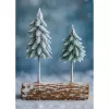 LEAN Composição de árvore de Natal decorativa em tronco coberto de neve, 34 x 28 cm