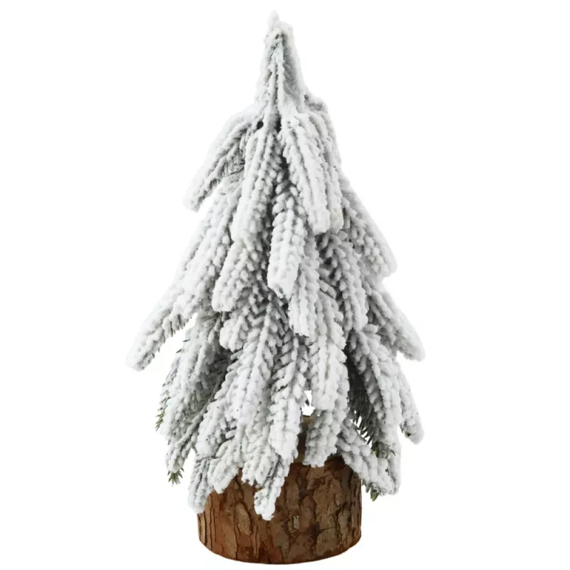 LEAN Árvore de Natal artificial decorativa em tronco com neve, 30 x 10 cm