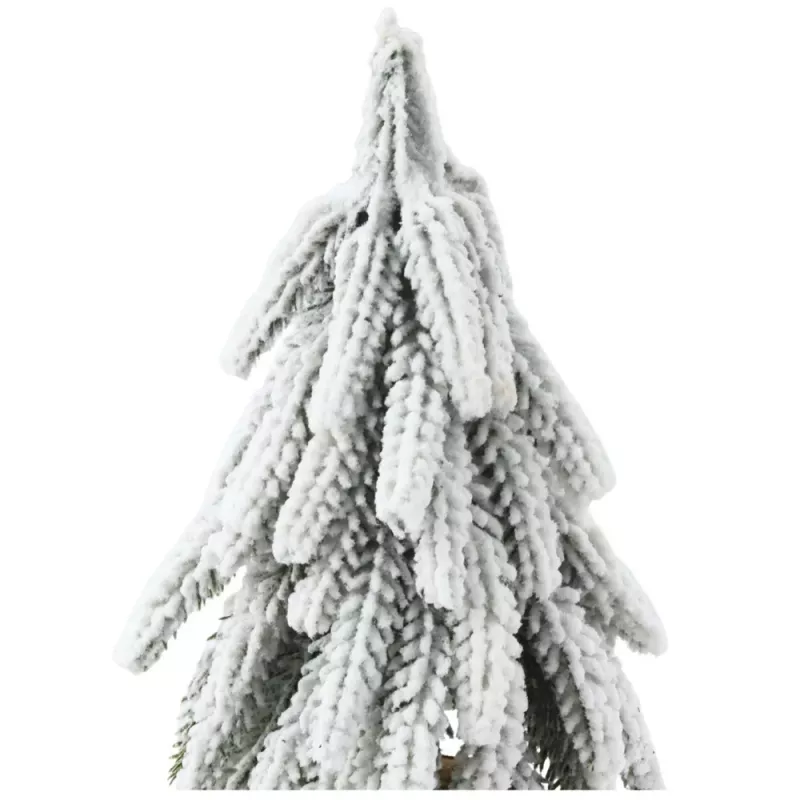 LEAN Árvore de Natal artificial decorativa em tronco com neve, 30 x 10 cm
