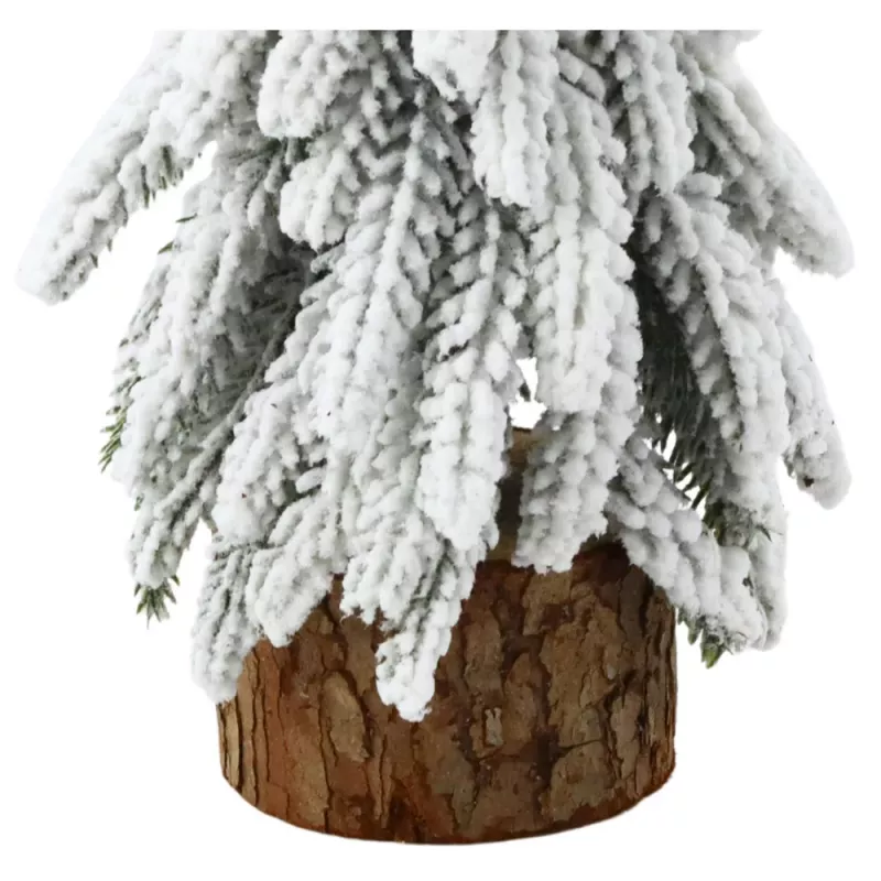 LEAN Árvore de Natal artificial decorativa em tronco com neve, 30 x 10 cm