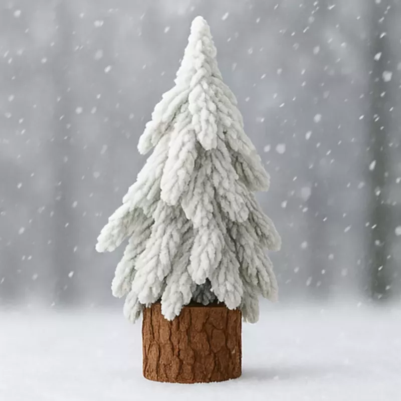 LEAN Árvore de Natal artificial decorativa em tronco com neve, 30 x 10 cm