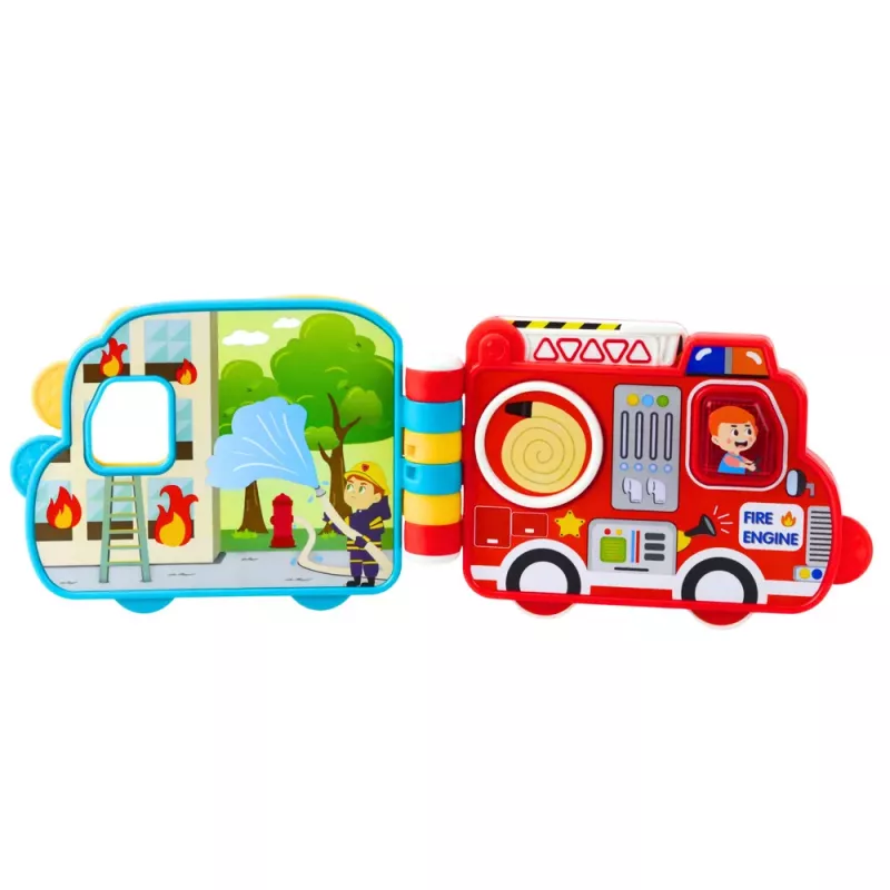 LEAN TOYS Livro de aprendizagem interativo veículos, luzes, sons, elementos móveis