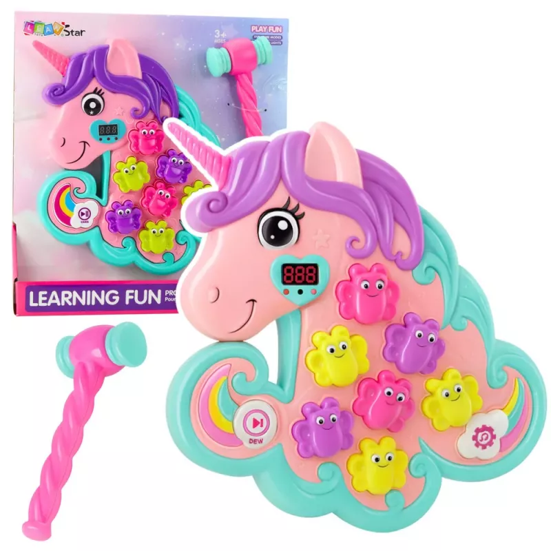 LEAN TOYS Jogo de arcada Whac A Mole unicórnio, luzes coloridas, sons