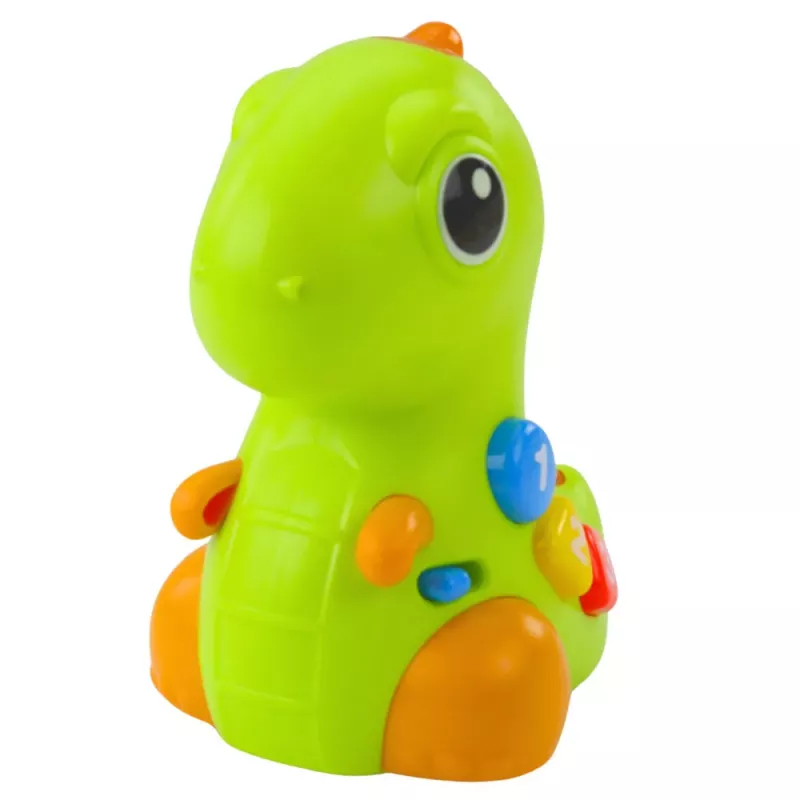 LEAN TOYS Brinquedo interativo para crianças pequenas dinossauro sobre rodas com luz e som