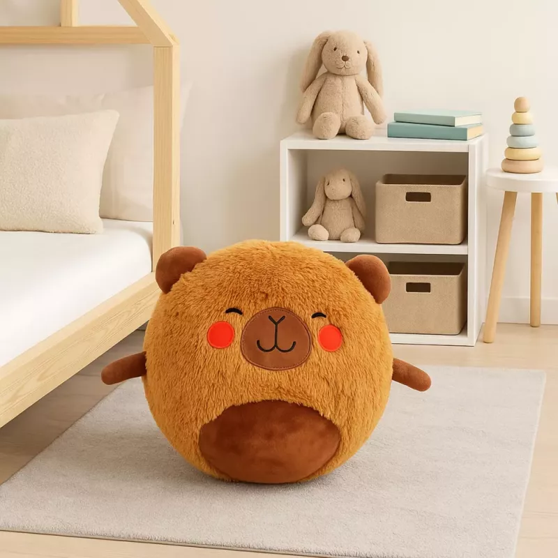 LEAN TOYS Bola saltitante capivara de peluche crescente, castanha, bomba, 50 cm