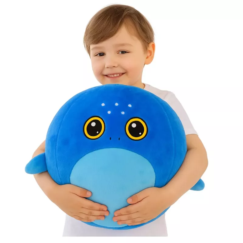 LEAN TOYS Bola saltitante tubarão azul de peluche crescente, bomba, 50 cm