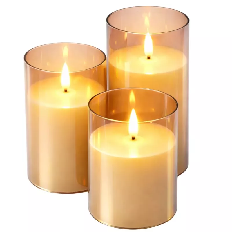LEAN Conjunto de velas elétricas LED com comando, branco quente, 3 unid.