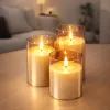 LEAN Conjunto de velas elétricas LED com comando, branco quente, 3 unid.