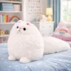 LEAN TOYS Peluche gato grande fofo com cauda comprida, macio, 30 x 30 cm
