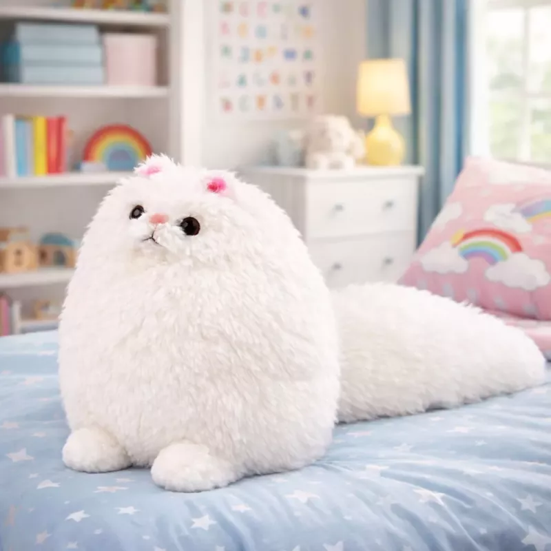 LEAN TOYS Peluche gato grande fofo com cauda comprida, macio, 30 x 30 cm
