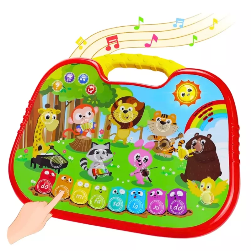 LEAN TOYS Quadro de aprendizagem interativo mundo animal, instrumentos, piano