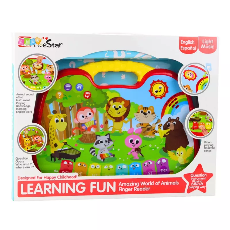 LEAN TOYS Quadro de aprendizagem interativo mundo animal, instrumentos, piano