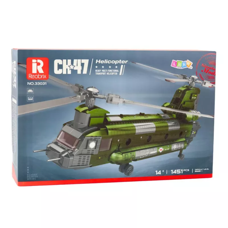 LEAN TOYS Conjunto de blocos de construção helicóptero militar CH-47 Chinook, 1451 peças