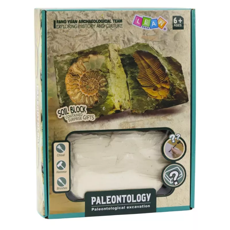 LEAN TOYS Conjunto de escavação paleontológica bloco de gesso, ferramentas