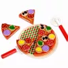 LEAN TOYS Conjunto de pizza de madeira para cortar com roda de velcro e tábua de corte