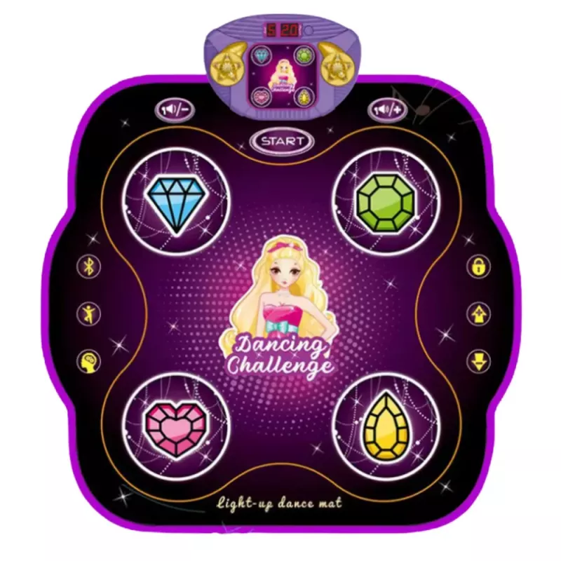 LEAN TOYS Tapete de música e dança interativo para crianças com Bluetooth, 9 níveis de jogo