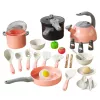 LEAN TOYS Conjunto de cozinha panelas, acessórios de cozinha, comida, rosa, 32 peças