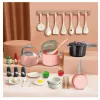 LEAN TOYS Conjunto de cozinha panelas, acessórios de cozinha, comida, rosa, 32 peças