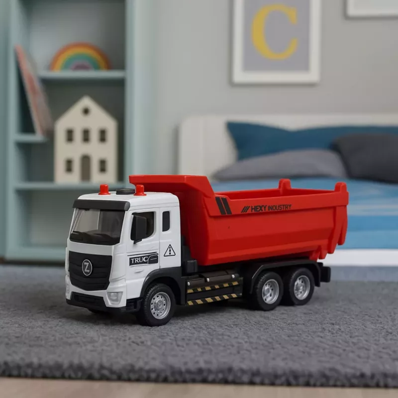 LEAN TOYS Camião basculante com cabina metálica, caixa móvel, luzes e sons