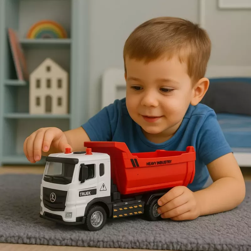 LEAN TOYS Camião basculante com cabina metálica, caixa móvel, luzes e sons