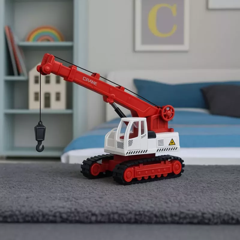 LEAN TOYS Grua de rastos com cabina rotativa, luz, som, gancho metálico - veículo de obra RC à escala 1:14