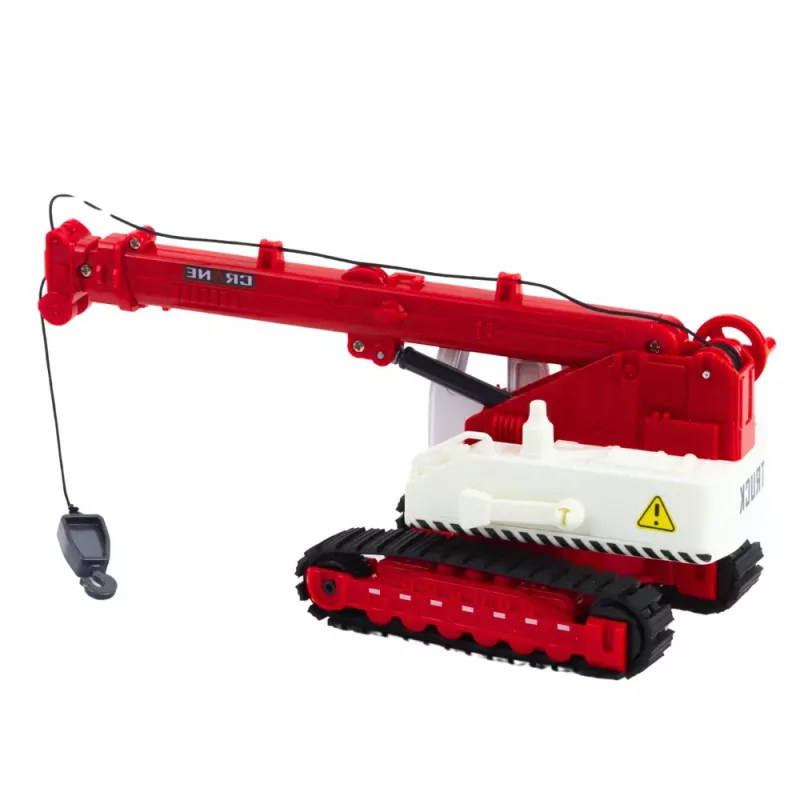 LEAN TOYS Grua de rastos com cabina rotativa, luz, som, gancho metálico - veículo de obra RC à escala 1:14