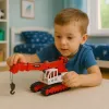 LEAN TOYS Grua de rastos com cabina rotativa, luz, som, gancho metálico - veículo de obra RC à escala 1:14