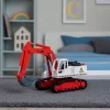 LEAN TOYS Escavadora de rastos metálica com balde giratório móvel, cabina, luzes, sons