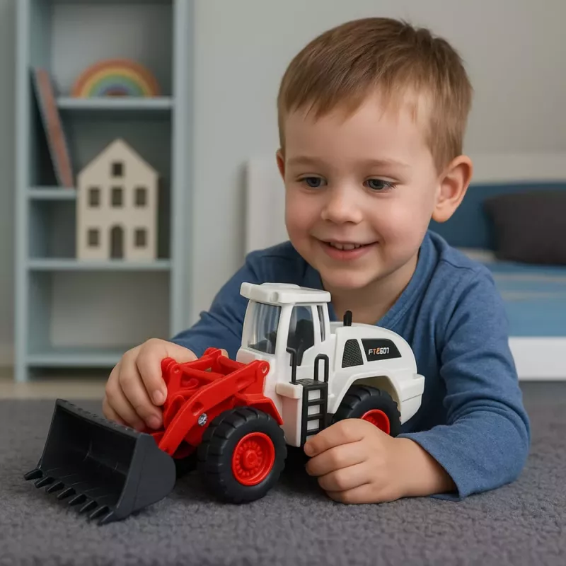 LEAN TOYS Veículo de obra escavadora bulldozer balde metálico móvel luzes sons