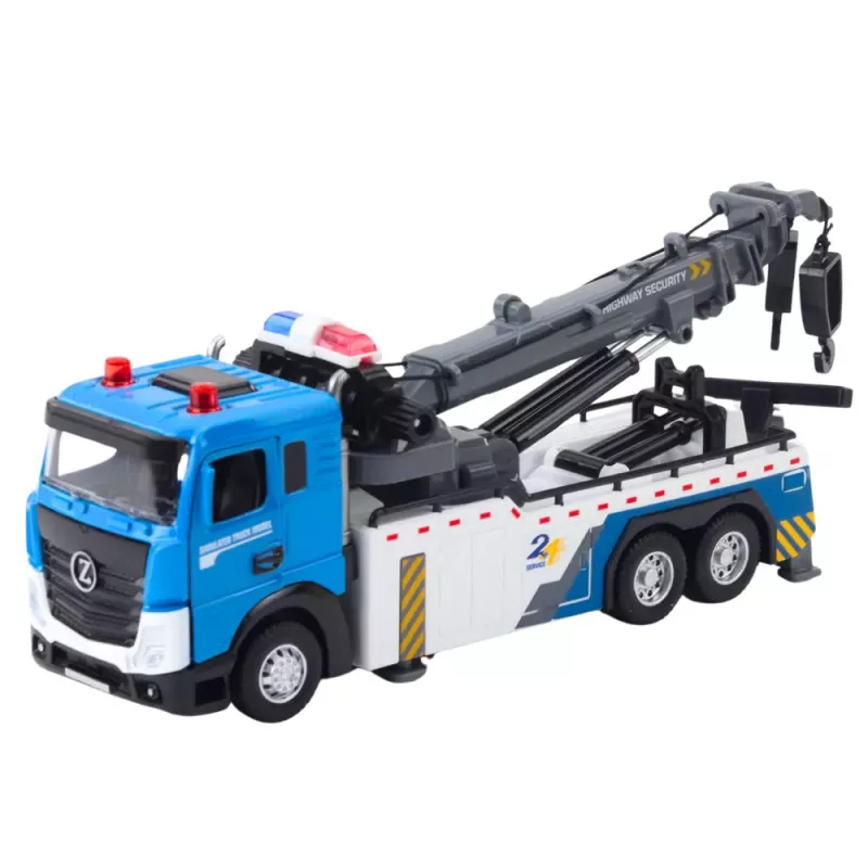LEAN TOYS Camião grua veículo reboque cabina metálica luzes sons