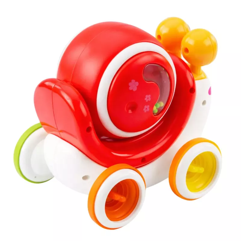 LEAN TOYS Caracol interativo para montar com tambor, musical educativo, vermelho