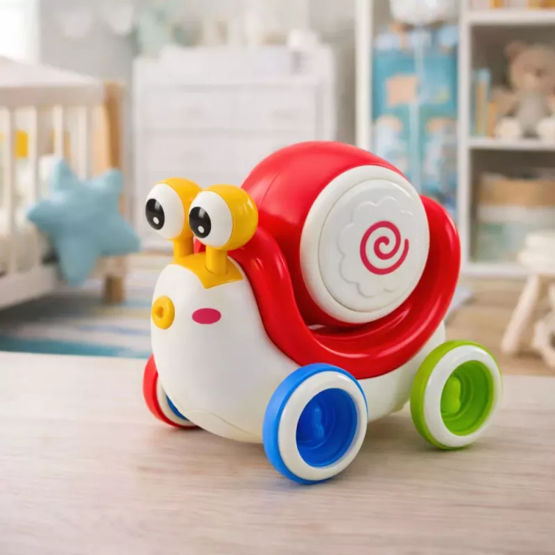 LEAN TOYS Caracol interativo para montar com tambor, musical educativo, vermelho