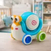LEAN TOYS Caracol interativo para montar com tambor, musical, educativo, azul