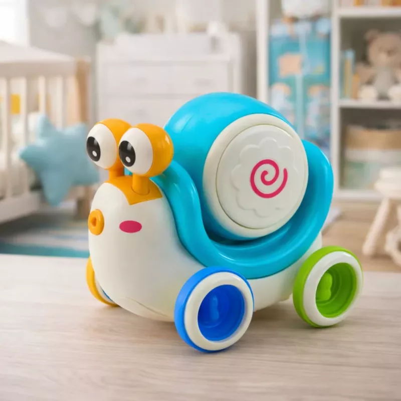 LEAN TOYS Caracol interativo para montar com tambor, musical, educativo, azul