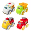 LEAN TOYS Conjunto de carros de cidade para crianças pequenas, propulsão, elementos móveis, luzes, sons