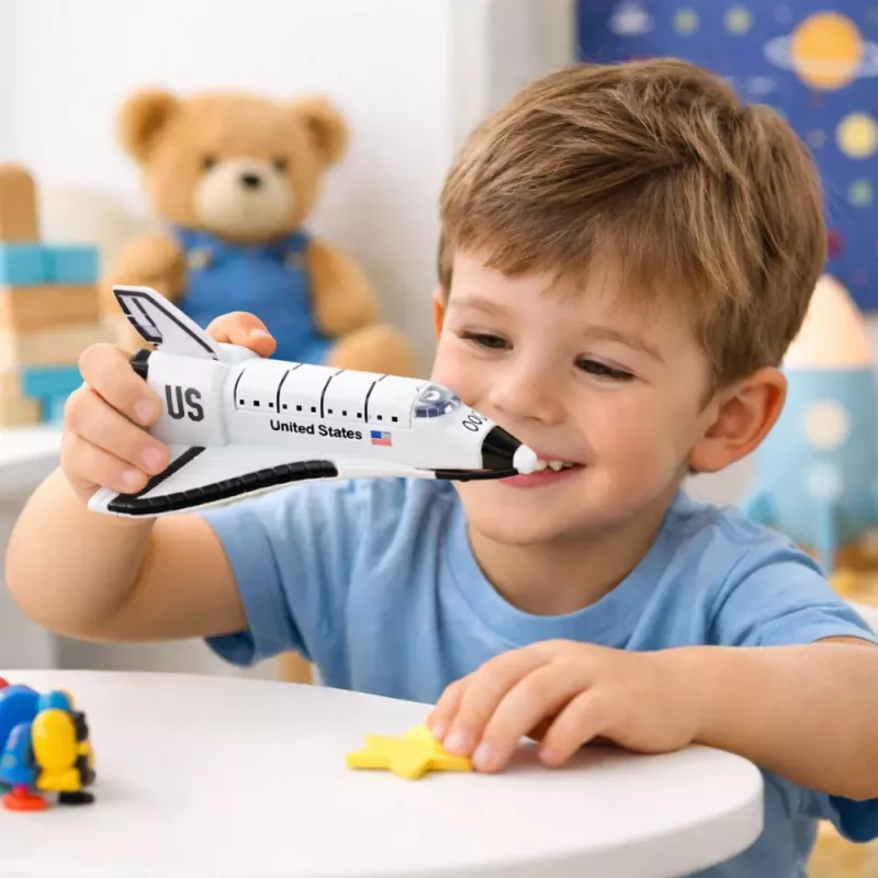 LEAN TOYS Nave espacial de metal pull-back abre branca