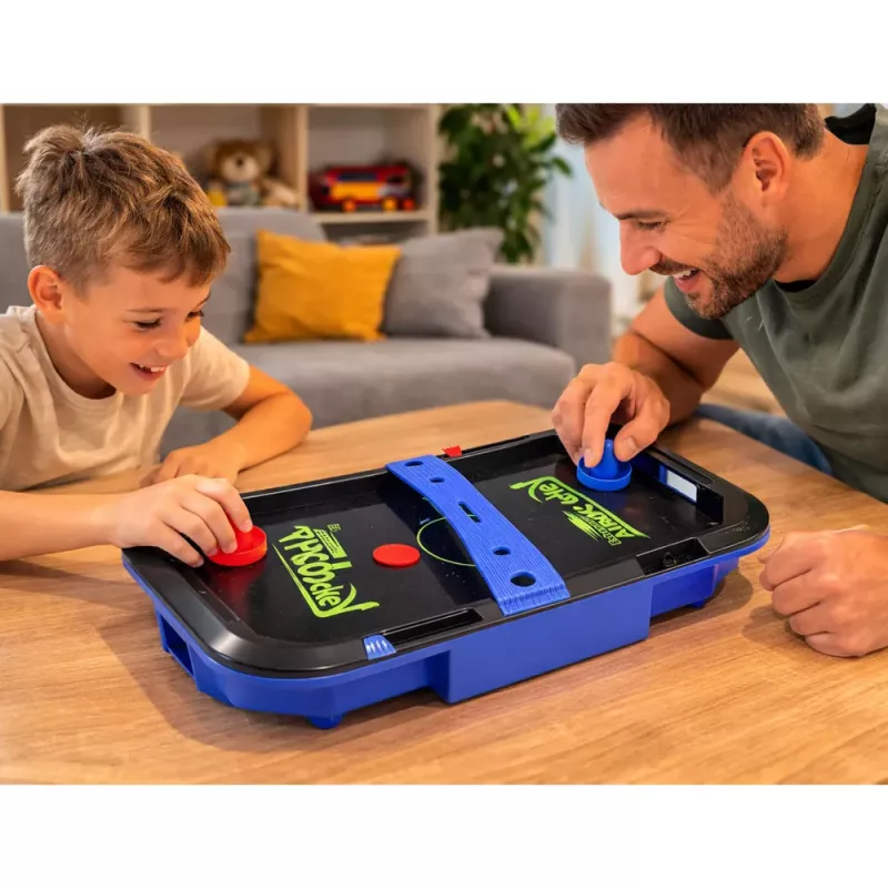 LEAN TOYS Mesa de air hockey jogo de destreza para crianças discos 43x26 cm