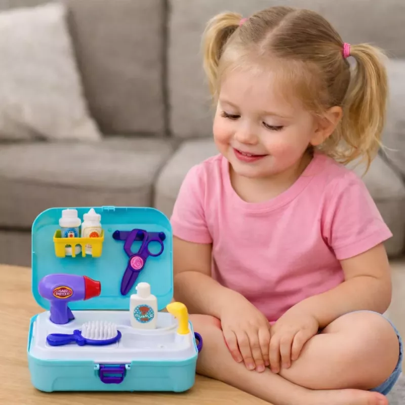 LEAN TOYS Conjunto de beleza salão de animais mala mochila 16 peças