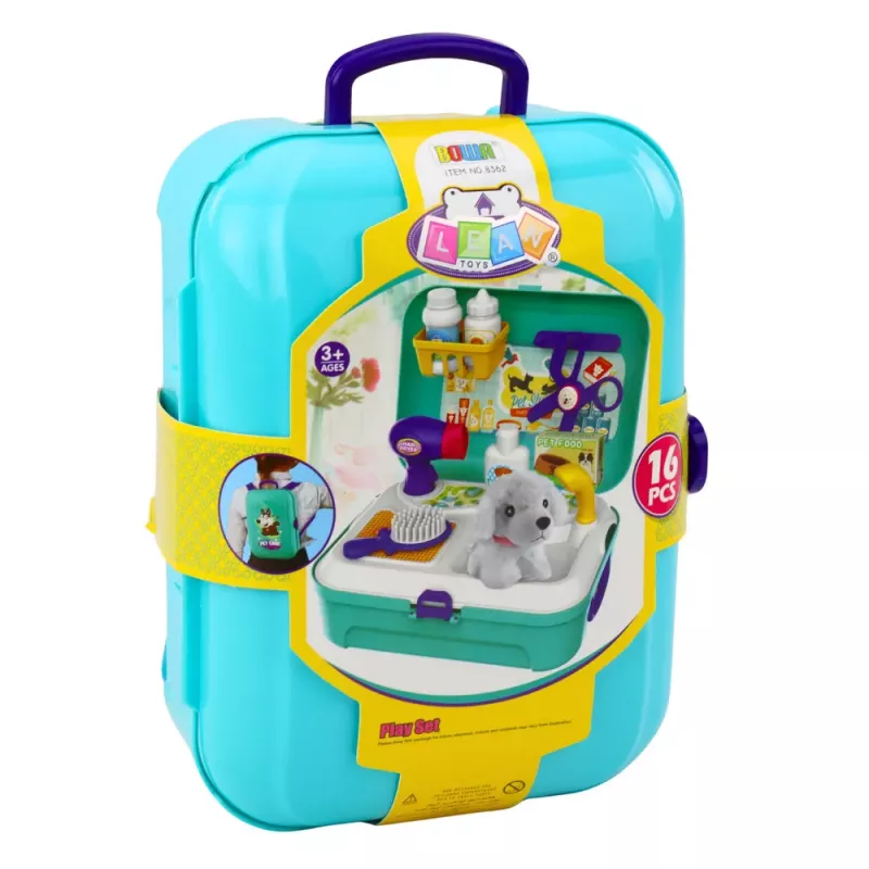 LEAN TOYS Conjunto de beleza salão de animais mala mochila 16 peças