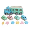 LEAN TOYS Camião reboque brinquedo educativo encaixe com carros blocos pastel plástico BIO