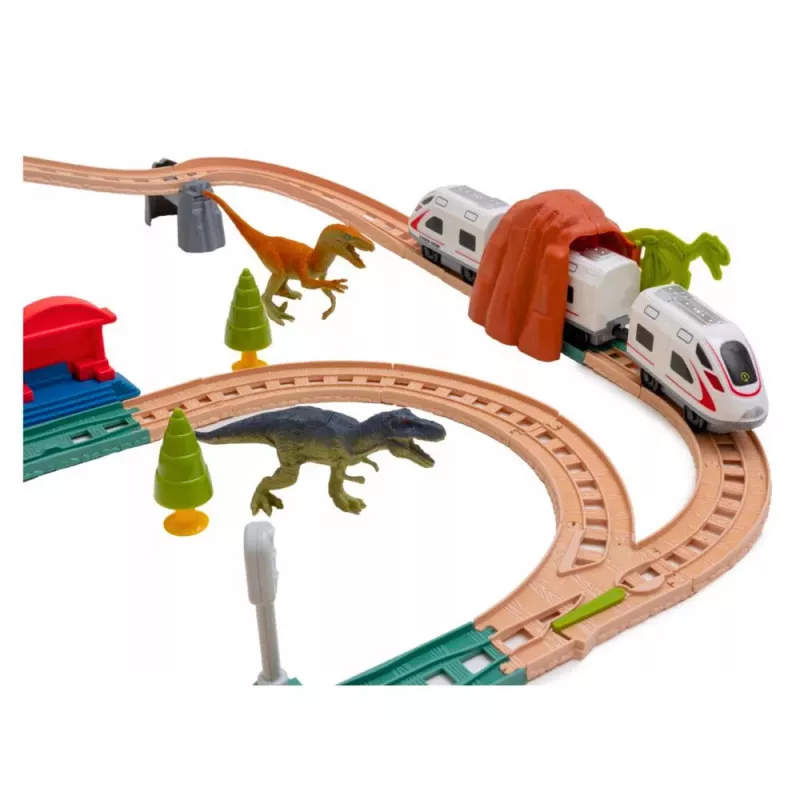 LEAN TOYS Parque dos dinossauros comboio elétrico com luzes e sons 76 cm