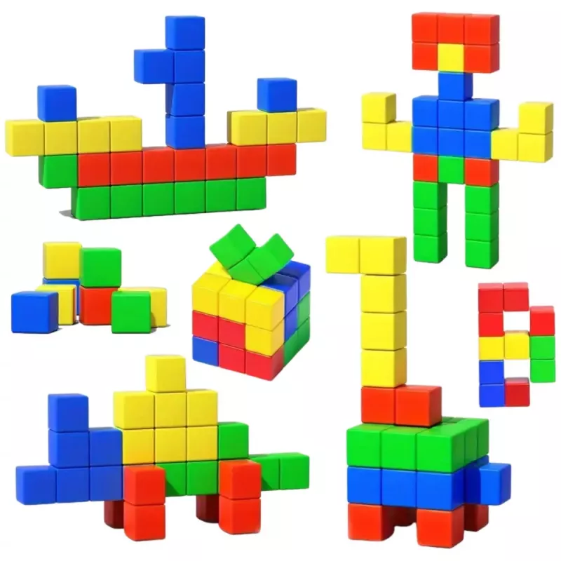 LEAN TOYS Conjunto de blocos magnéticos para crianças puzzle colorido 32 unid.