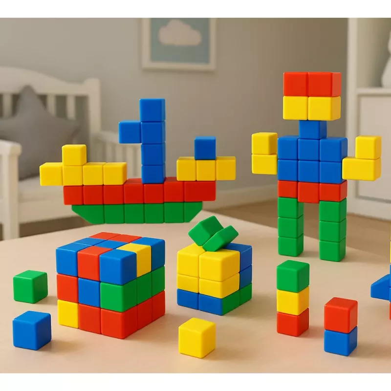 LEAN TOYS Conjunto de blocos magnéticos para crianças puzzle colorido 32 unid.