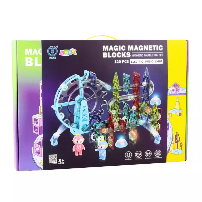 LEAN TOYS Blocos magnéticos espaciais pista de bolas pessoas luminosas 120 peças