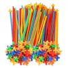 LEAN TOYS Palhinhas 3D 4D blocos de construção numa caixa, coloridos, 1000 peças