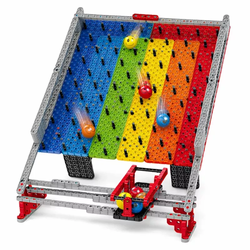 LEAN TOYS Blocos de tabuleiro arco-íris pista de bolas jogo de apanhar bolas 477 peças